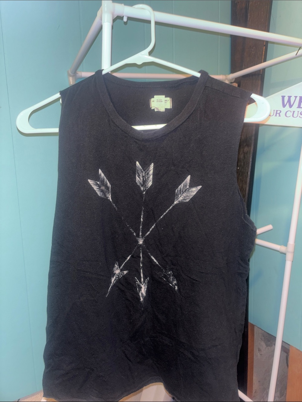 Denim & Supply Ralph Lauren Black Tank with White Arrow Graphic